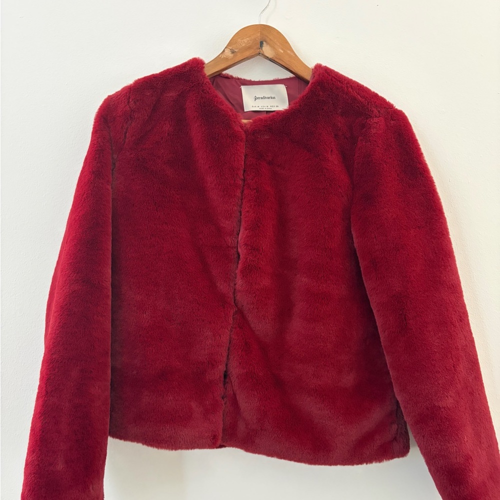 Stradivarius Rich Red Teddy Jacket